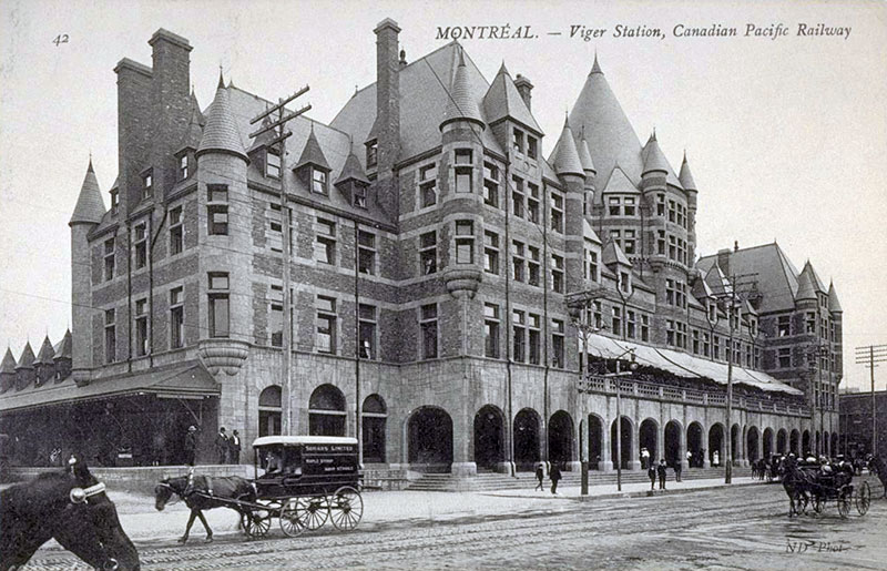 La gare-hôtel Viger vues du nord-est vers 1900.
